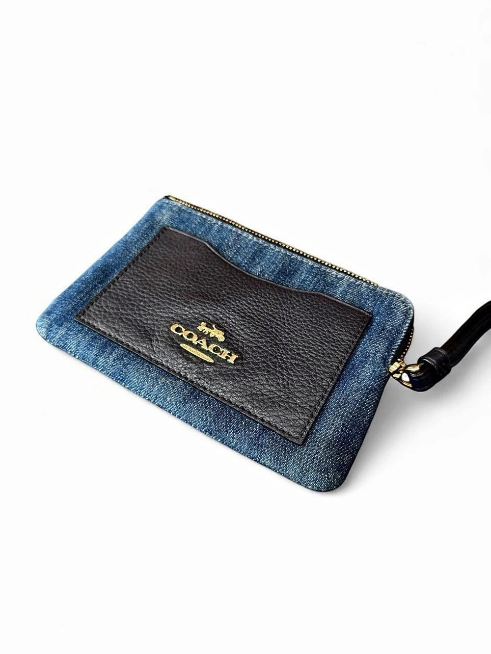 Authentic Coach Denim Wristlet in Blue & Black